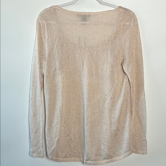 White House Black Market Shimmering 2 Piece Beige Long Sleeve Top & Tank - Picture 11 of 11